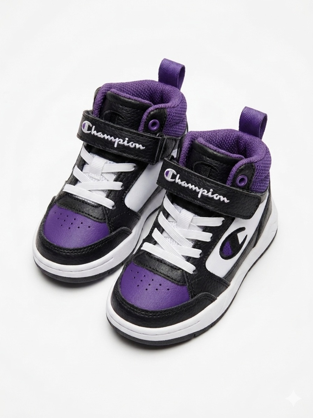 Champion Kids High-Top Sneakers in Purple, Black & White